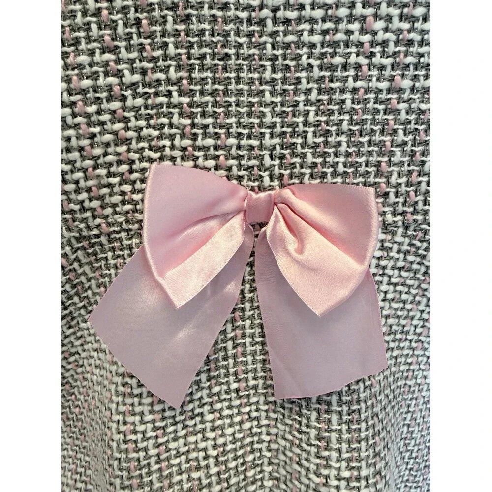 Blueberi Boulevard Cost & Dress Girls Pink /Gray Faux Fur Collar, Trim & Buttons